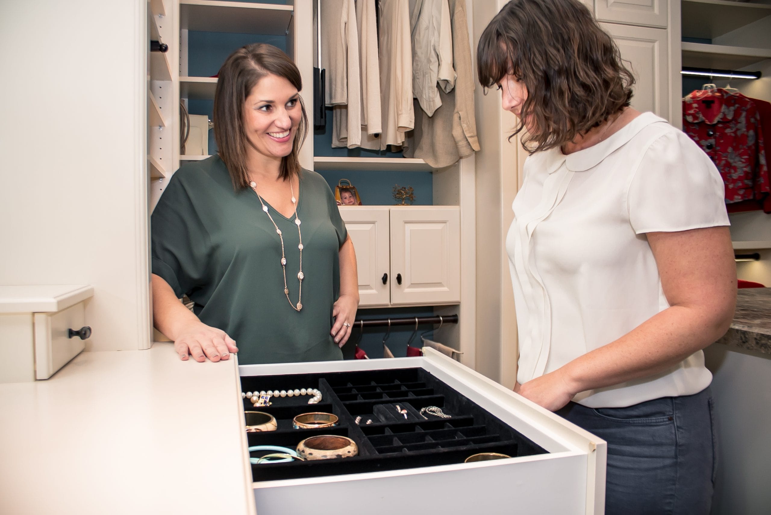 Jenny Showcasing the jewlery drawer